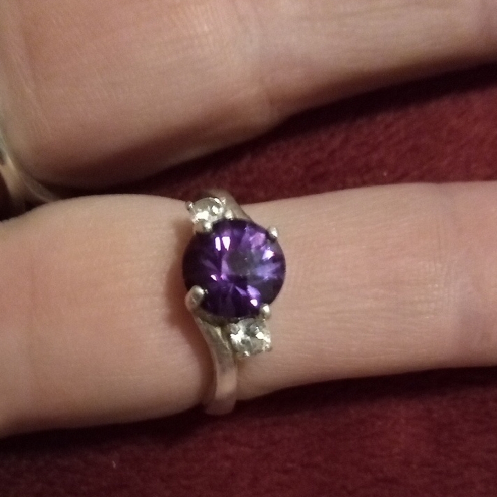 Elegant Purple Gemstone Silver Ring